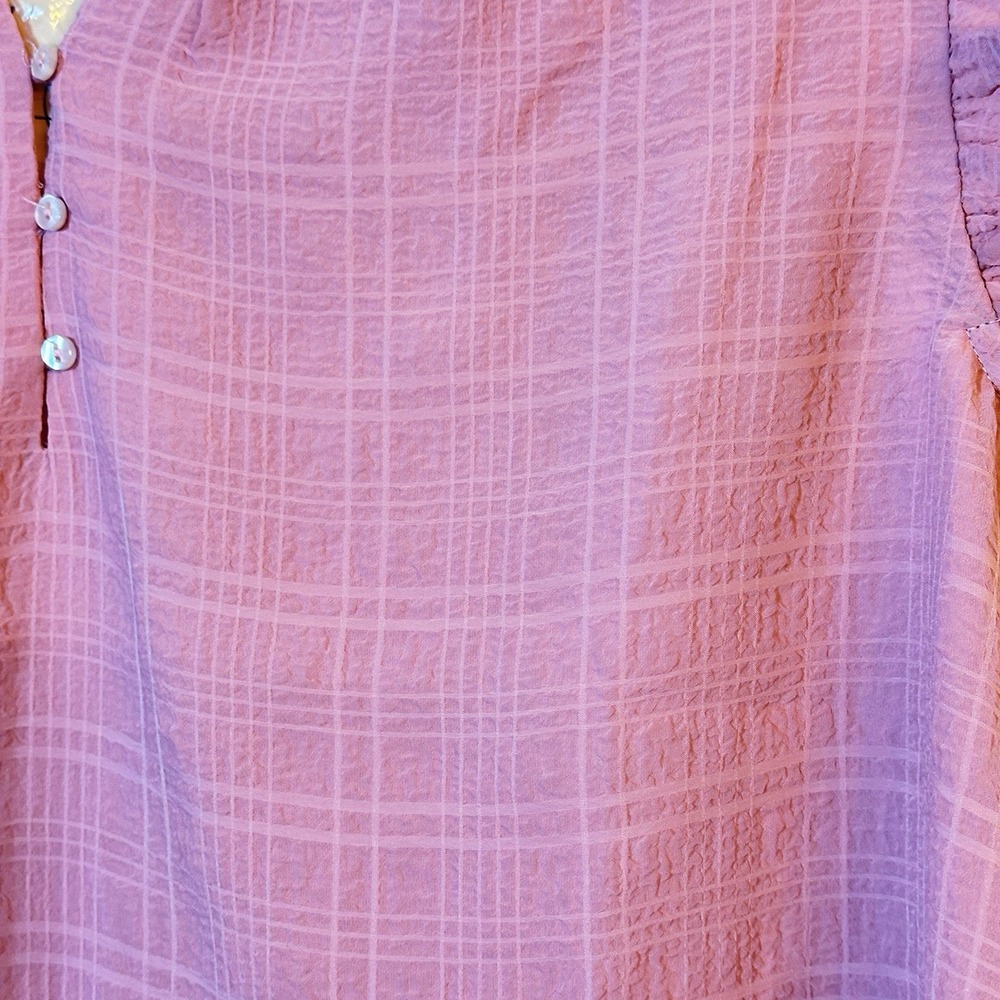 Les Serein Pink Ruffle Sleeve Blouse Women's XL V-Neck Flutter Top New with Tags - Picture 8 of 12